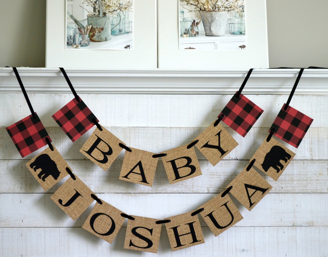 Lumberjack Baby Shower Lumberjack Name Banner Baby Name Etsy