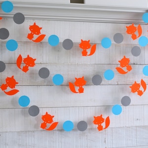 Fox garland, woodland party decor, fox wall decor, woodland garland, fox, nursery decor, woodland nursery, woodland, nature, fox baby shower image 1