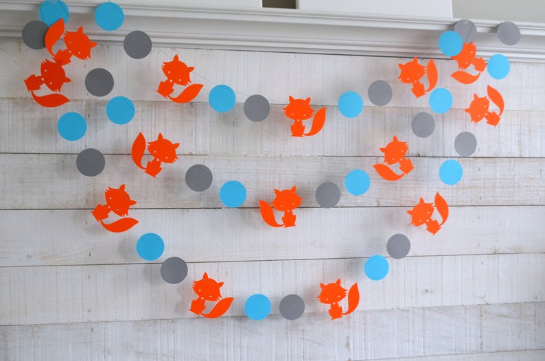 Fox garland, woodland party decor, fox wall decor, woodland garland, fox, nursery decor, woodland nursery, woodland, nature, fox baby shower image 1