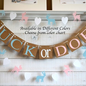 Buck or Doe Banner, Woodland Gender Reveal Party Decorations, Boy or girl baby shower  banner