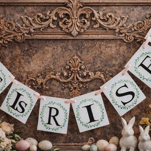 Easter Banner He Is Risen, Religious Spring Mantel Decor, Resurrection Day Garland image 3