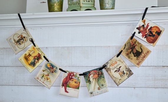 Halloween Garland, Halloween banner, Witch banner, Halloween gift, Halloween party, Mantle decorations Il_570xn