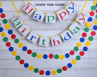 Primary Colors Birthday Banner & Garland: Rainbow Party Decor