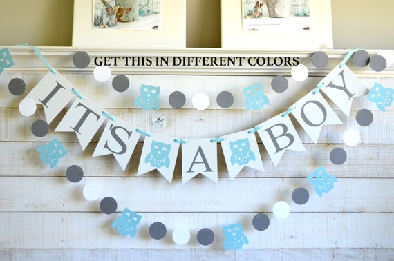 Woodland Owl Baby Shower Decorations It S A Boy Baby Banner Owl