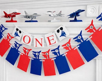 Airplane First Birthday Banner, Top One, 12 Month Photo Banner