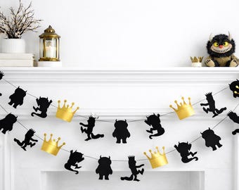 Where the Wild Things Are Banner | Wild One Birthday Garland | Little Monster Crown Decor