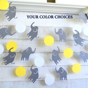 Elephant Baby Shower Garland: Yellow and Gray Party Banner