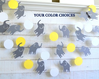 Elephant baby shower decorations, yellow and gray, elephant party decorations, baby elephant garland, elephant banner, baby boy baby girl