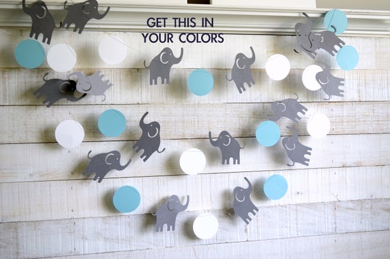 Elephant Garland Elephant Baby Shower Decorations Gray Elephant
