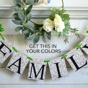 Family Banner, lace burlap print banner, Family photo prop banner, Family Reunion Banner, Family photo prop, Rustic Family banner