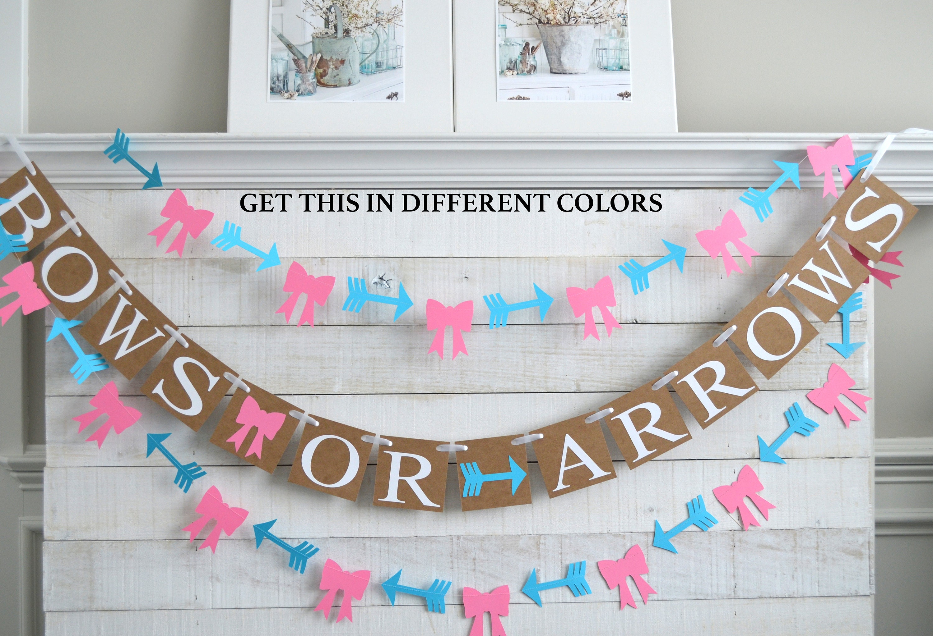 Bows or Arrows Banner Gender Reveal Decorations Rustic Etsy