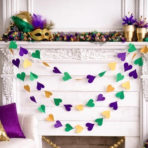 Mardi Gras Heart Garland: Carnival Party Decorations