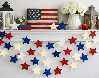 Americana Star Garland | Red, White & Blue 4th of July Banner