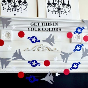 Air Force Party Garland: Jets, Roundels, Stars - Customizable Colors