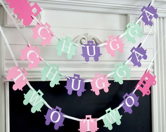 Train Birthday Banner, Chugga Two, Custom Colors