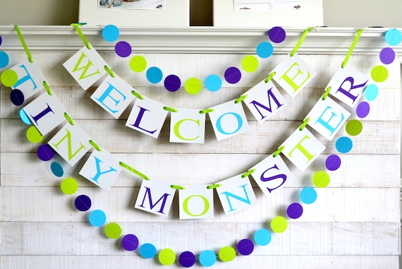 Welcome Tiny Monster Baby Shower Banner Monster Inc Inspired Baby