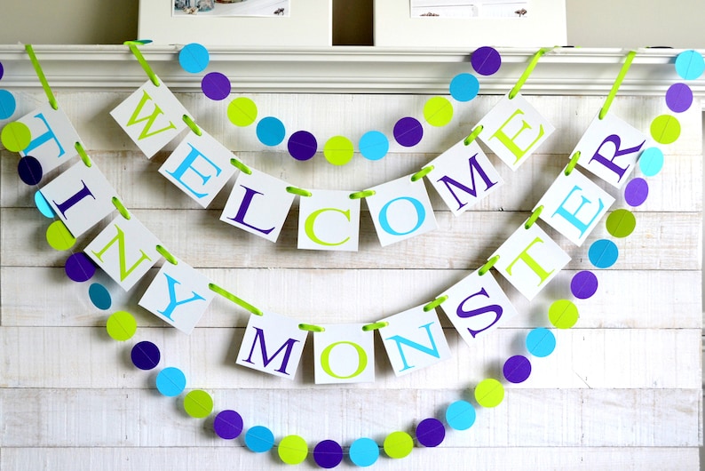 Welcome Tiny Monster Baby Shower Banner Monster Inc Inspired Etsy