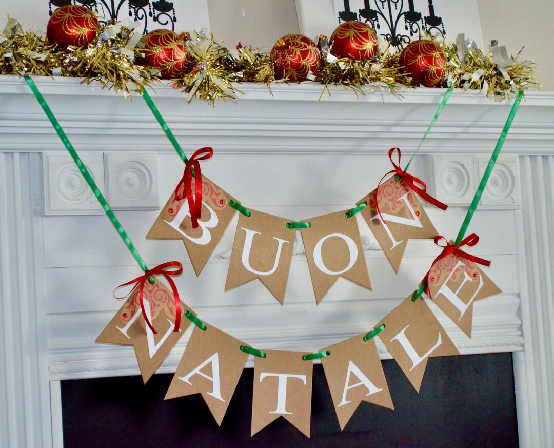 Buon Natale Banner, Italian Christmas Banner, Vintage Italian Christmas