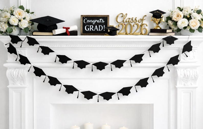Graduation Cap Garland: Custom Colors - your choice image 4