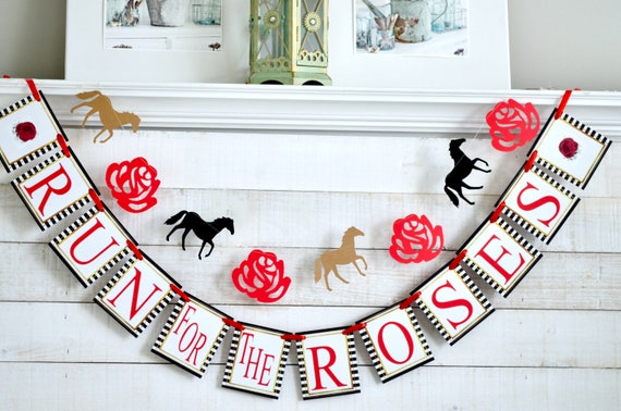 Run for the Roses Banner, Kentucky Derby Decorations, Kentucky Derby Party  Decorations, Kentucky Derby Banner 