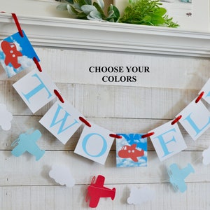 Two Fly Airplane 2nd Birthday Banner: Vintage Style Party Decor