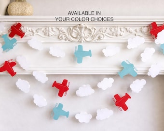 Vintage Airplane Garland: Clouds and planes Garland, Baby shower decor