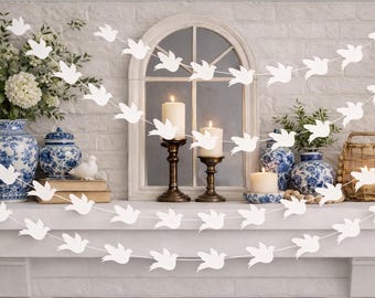 White Dove Garland: Wedding, Baptism, Shower Party Decoration
