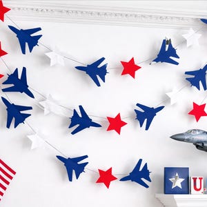 Air Force Party Garland: Navy Airplanes & Stars Decoration