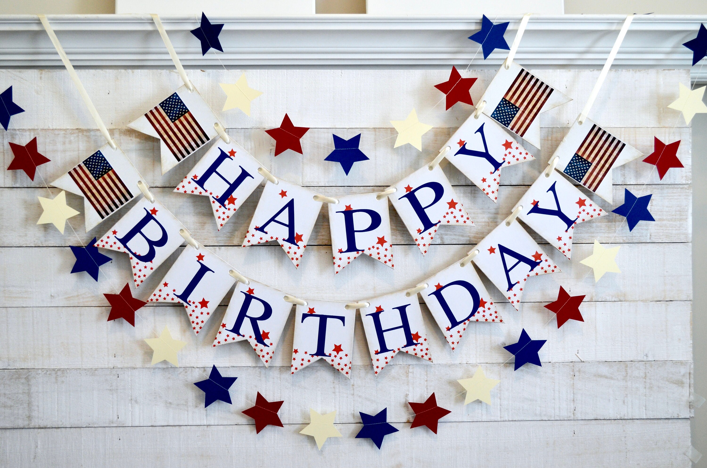 thumbnail image 2 of MEFENG Happy Birthday USA Banner Memorial Patriotic Decorations... 2 of 14