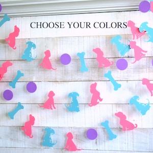 Puppy dog garland, puppy birthday party decor, Lets Pawty, puppy dog decorations, dog birthday party, choose your colors