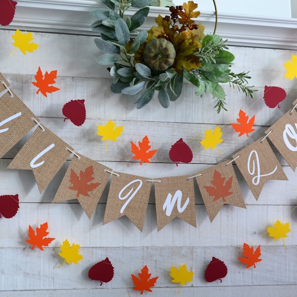 Burlap fall in love banner, fall in love decorations, bridal shower ball, fall shower decorations, fall wedding, falling in love banner