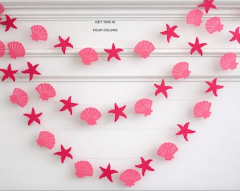 Seashell and Starfish Garland: Beach Wedding Bridal Shower Decor