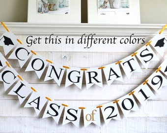 Congrats Class of 2021 banner, Congratulations, High school graduation, graduation party decorations, Pick custom colors