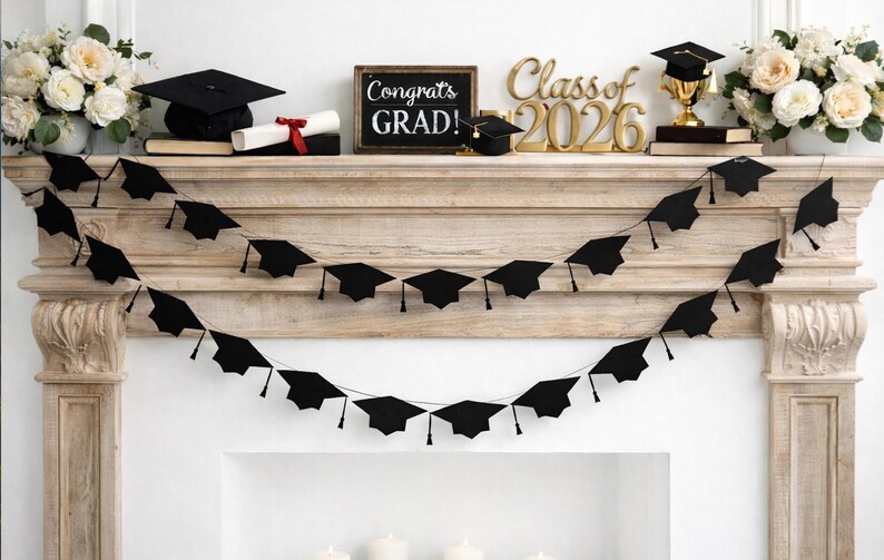 Graduation Cap Garland: Custom Colors - your choice image 5