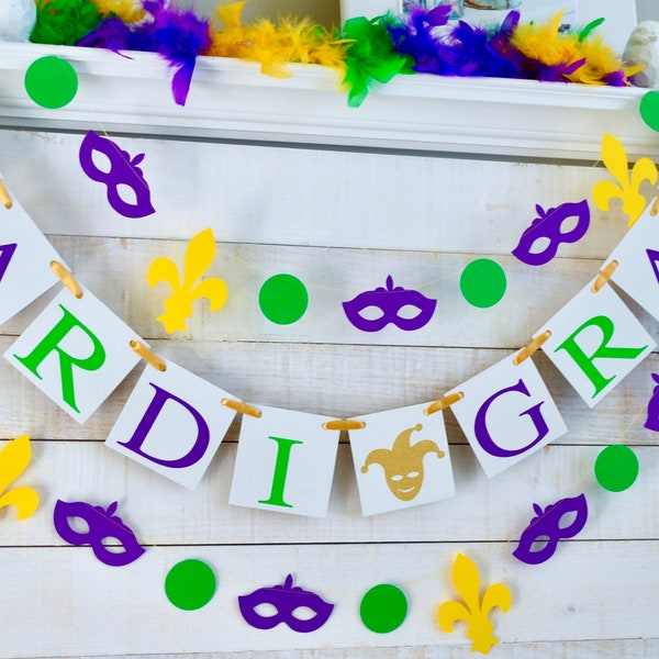 Mardi Gras Metallic Fringed Banner - 7 Feet Long, Purple Gold Green Party Decor, Doorway Or Parade Decoration