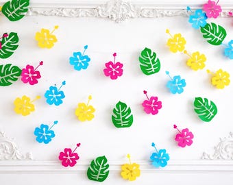 Hibiscus Garland: Tropical Aloha Party Decorations