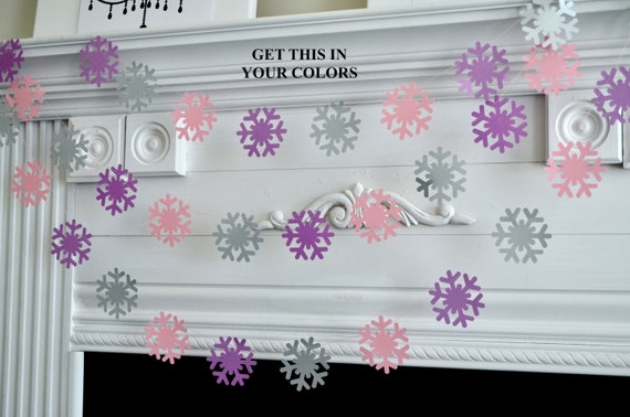 Snowflake garland, frozen, snowflake decorations, winter wonderland, onederland decorations, get your colors Il_570xn