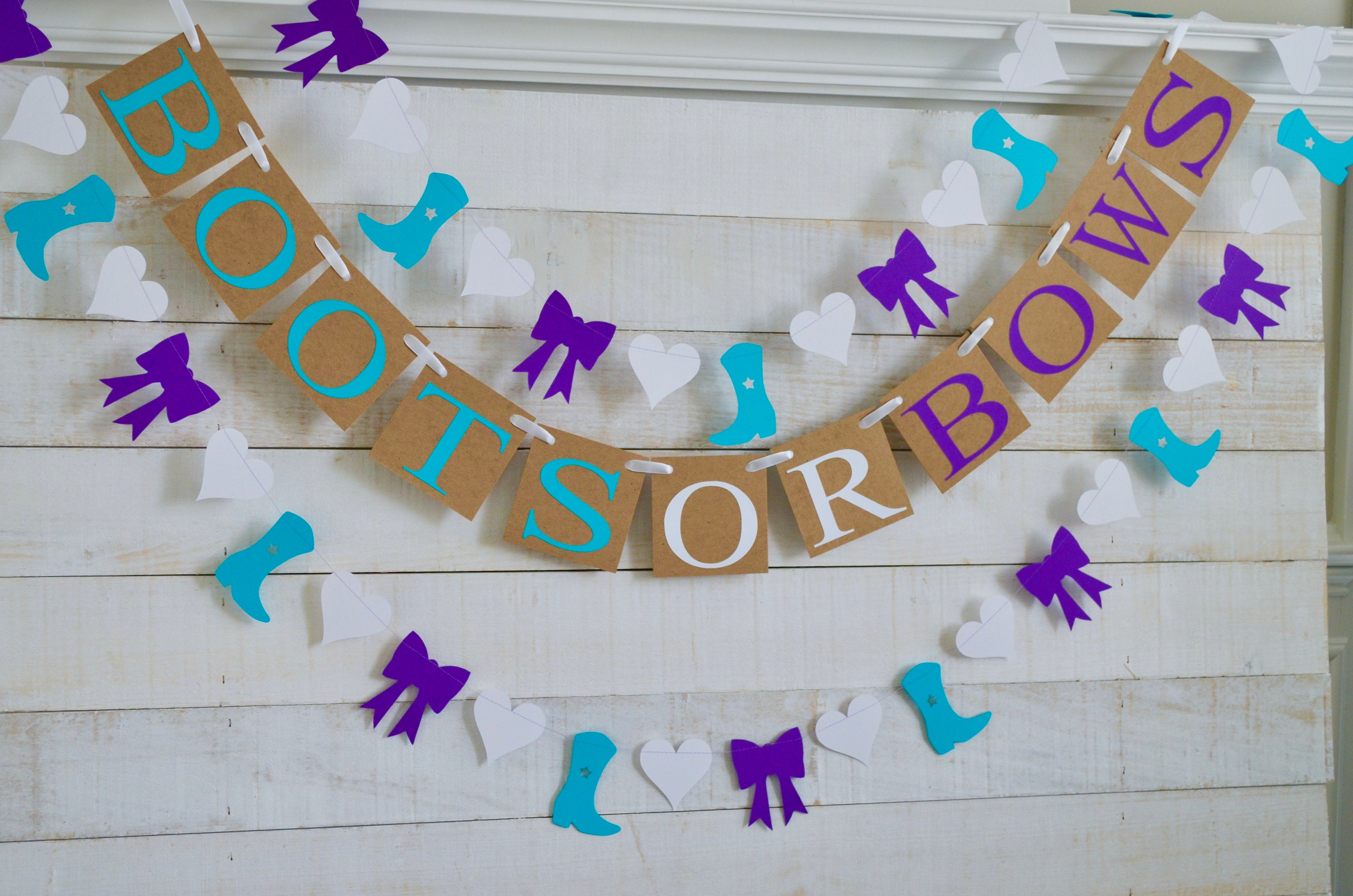 Boots or Bows Banner Boy or Girl Gender Reveal Rustic Baby - Etsy