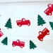 Red Truck and Christmas Tree Garland, Vintage Red Truck Banner, Rustic Red Truck and Three ...