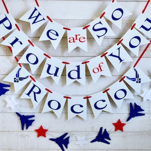 Air Force Graduation Banner: Airplane Star Garland, Military Decor