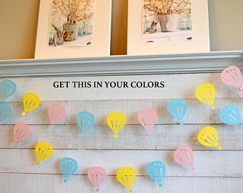 Hot Air Balloon garland, air balloon decorations, baby shower decor, hot air balloon nursery mobile, mobile, balloon mobile