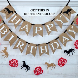 Horse Birthday Decorations, Derby Birthday decorations, Happy Birthday, cowboy birthday, horse banner, horse race decor, Birthday banner