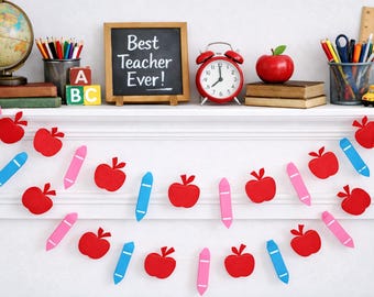 Classroom decorations, Kindergarten class decor, apple and crayons