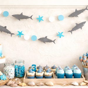 Shark Birthday Garland: Custom Colors, Baby Shower Decor