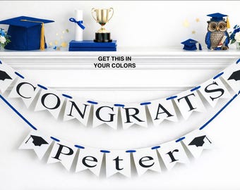 Congrats Custom Name Graduation Banner | Grad Photo Backdrop | Customized grad decor