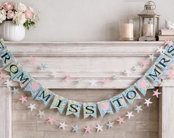 From Miss to Mrs Banner • Personalized Bridal Shower / Bachelorette Decor - Beach theme