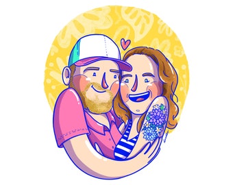 Digital Custom Illustration Portrait, Custom Family Portrait, Personalized Art, Illustrated Portrait, Couple and friends, Digital Portrait