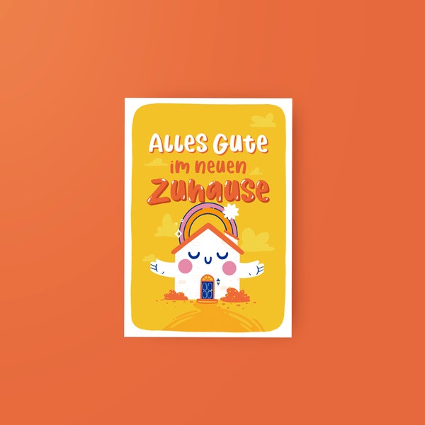 Cute greeting card "Alles gute im neues zuHause" for moving of partners, friends, family. Lovely card. Say it with love.