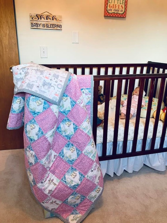 Pink Baby Quilt Baby Quilt Handmade Quilt Baby Blanket Etsy