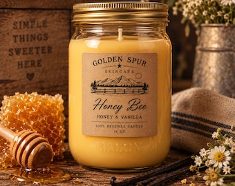 Honey Bee Vanilla & Honey Beeswax Candle
